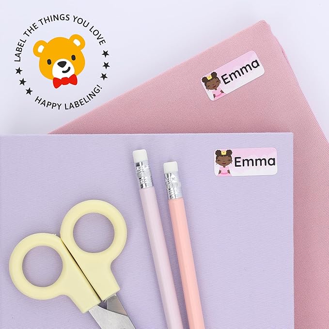 Personalized Name Labels for Kids (180) – Custom Waterproof & Durable Stickers for Clothing, Daycare, Office & School Supplies - Fairytale