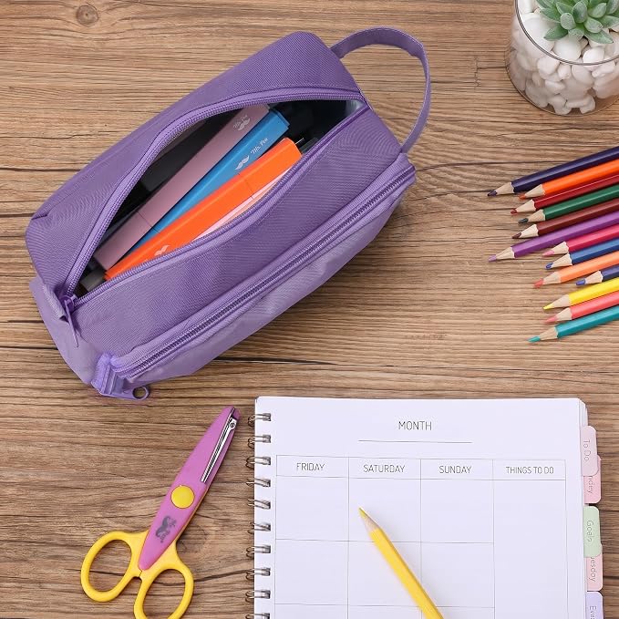 Mr. Pen- High Capacity Pencil Case, Large Pencil Pouch with 3 Compartments and 2 Pockets, Large Pencil Bag with Smooth Zipper, Cute Pencil Case Pouch Organizer, School Supplies for Teens