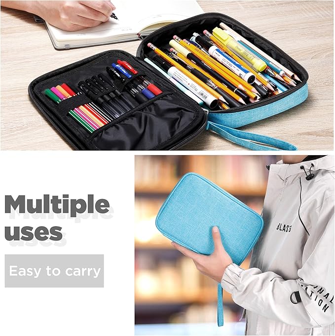 Zannaki Big Capacity Storage Pouch Marker Pen Pencil Case Simple Stationery Bag Box Art Tool & Sketch Storage Boxes for Bullet Journal Middle High School Office College Student Girl Women Adult Teen