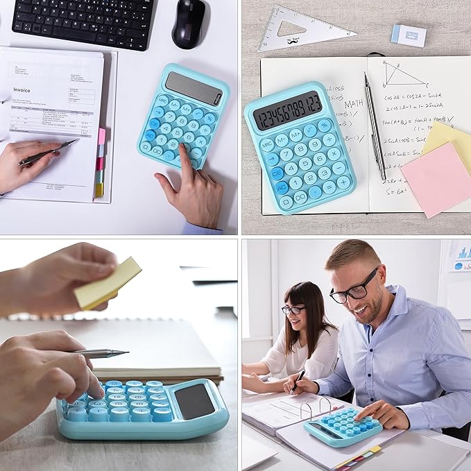 Mr. Pen- Mechanical Switch Calculator, 12 Digit Large LCD Display, Blue with Big Buttons, Mechanical Switch Calculator for Home, School, Office