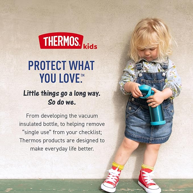 THERMOS FUNTAINER Water Bottle with Straw - 12 Ounce - Kids Stainless Steel Vacuum Insulated Water Bottle with Lid, Rainbow Cloud
