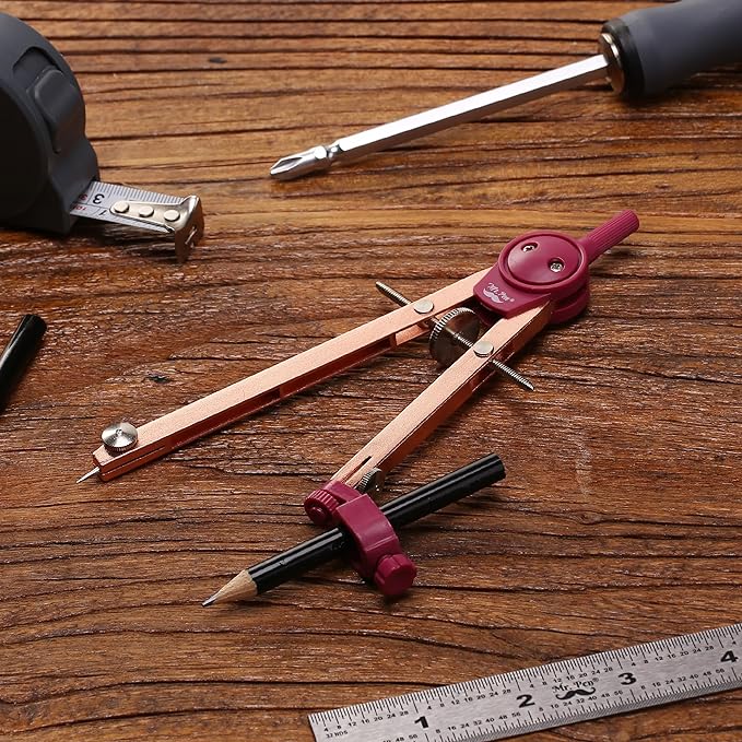 Mr. Pen- Metal Geometry Compass, Center-Wheel Design, Precision Drafting Compass with Pencil for School & Technical Drawing, Draws Circles up to 11 Inches Diameter
