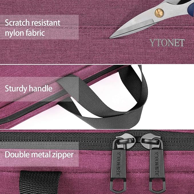 Ytonet Laptop Case 15.6 Inch, TSA Friendly Laptop Sleeve Cover with Handle for Women, Protective Slim Computer Carrying Case Compatible with HP Dell Lenovo Asus Notebooks, Purple Red | TSA Friendly
