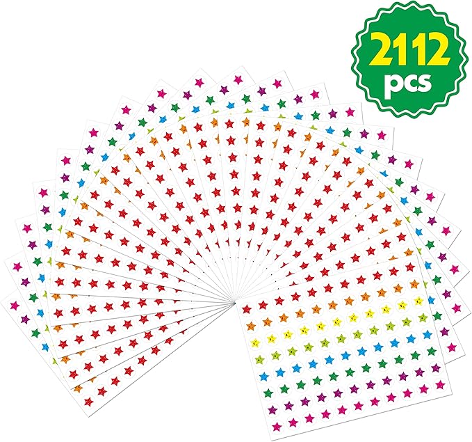 12 Pack Multi-Color Dry Erase Incentive Chart/Chore/Responsibility/School Attendance/Homework Progress Tracking Chart with 2112 Reward Star Stickers, (17" x 22.5")