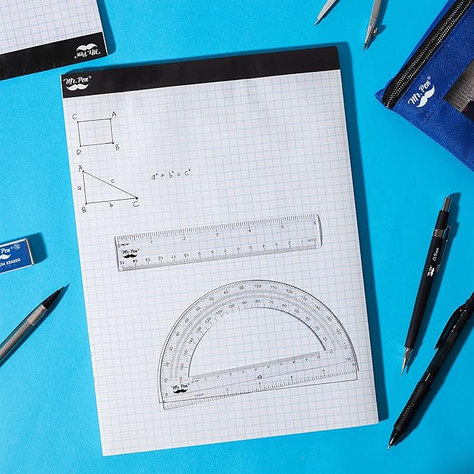 Mr. Pen- Graph Paper pads 8.5 x 11 Inches, 2 Pack, 55 Sheets/Pack, 5x5 (5 Squares Per Inch), Blueprint Grid Paper Pads 8.5 x 11, Math Notebook