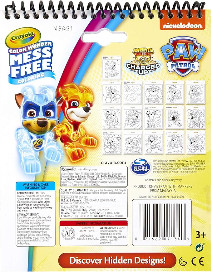 Crayola Color Wonder Paw Patrol Coloring Pages, Mess Free Coloring, Gift for Kids, Age 3, 4, 5, 6, Multi (75-7134)