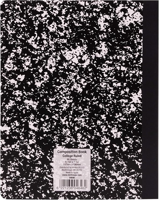 Mintra Office Composition Books (Black Marble Comp - College Ruled, 24 Units (6-4pks))