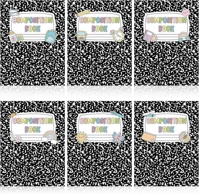 Fuutreo 72 Pcs Composition Notebook Classroom Decorations Classroom Bulletin Board Decor Bulletin Boards Cutouts Composition Cover Paper Whiteboard Decor