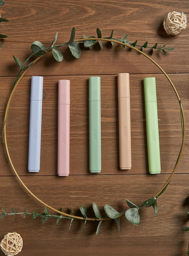 BLIEVE Bible Highlighters No Bleed Through, Chisel Tip, 5 Pack | No Smear, Quick-Dry, Aesthetic Cute Pastel Colors For Bible & Journaling (Earthy Edition)