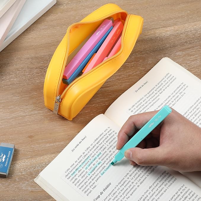 Mr. Pen- Silicone Pencil Case, Aesthetic Pencil Bag for Women, Makeup Pouch, Multifunctional Pouch for Stationery, Cosmetics and Electrical Goods Storage