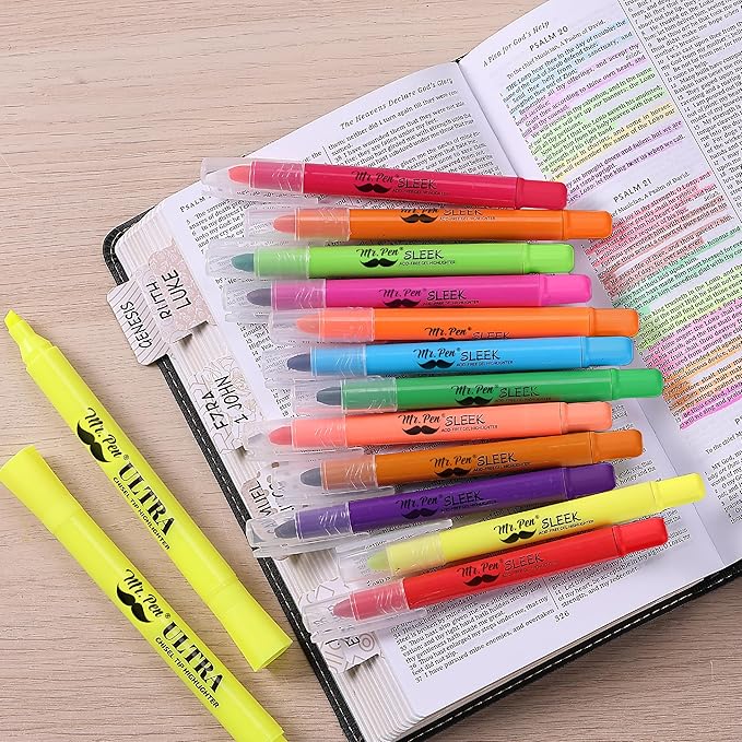 Mr. Pen- No Bleed Gel Highlighters, Colorful, 12 Pack, Bible Highlighters and Pens No Bleed, Bible Markers for Study, Journaling, School Supplies and Accessories