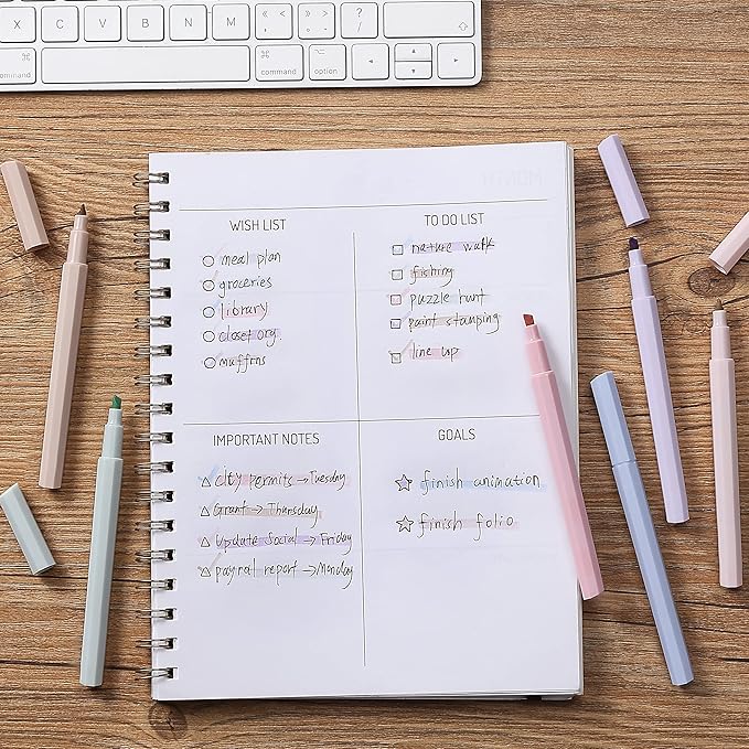 Mr. Pen- Aesthetic Highlighters No Bleed, 6 Pack, Pastel Colors, Chisel Tip, Cute Bible Highlighters Assorted Colors for Journaling, Highlighting, Underlining, Fast Dry, Back to School Supplies