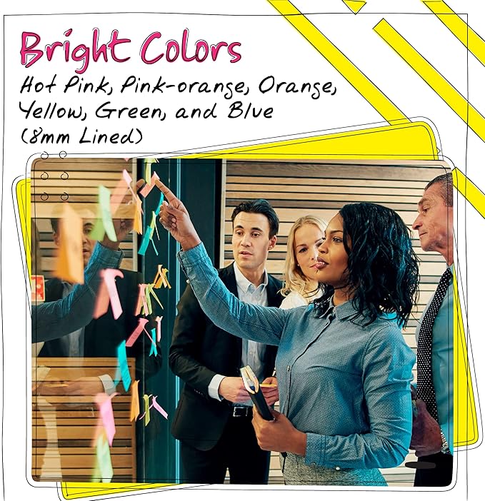 Better Office Products Lined Sticky Notes 4x6, 10 Pack (500 Sheets), Lined Post It Notes 4x6 Assorted Bright Colors, Strong Adhesive, Large Notes for Office School Memos