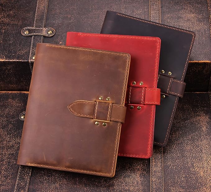 Robrasim Handmade Leather Sketchbook Cover, Leather Artist Sketch Pad Cover for 5.5" x 8.5" Sketchbook, Drawing Book and Pencil Case, Journal Notebook Portfolio, Artis Gifts-Coffee