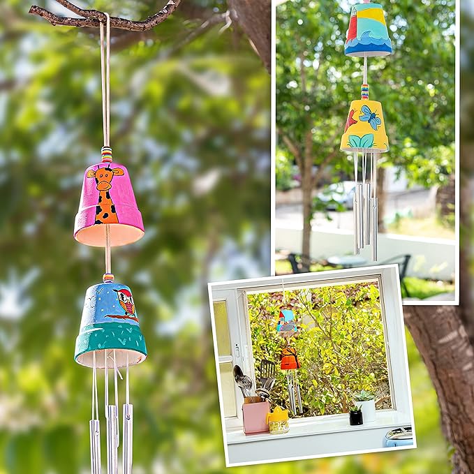 Make Your Own Wind Chime Craft Kit, 2-Pack – Large Bells, Stencils & Beads | DIY Arts and Crafts for Kids Ages 6–12 | Creative Gift for Boys and Girls