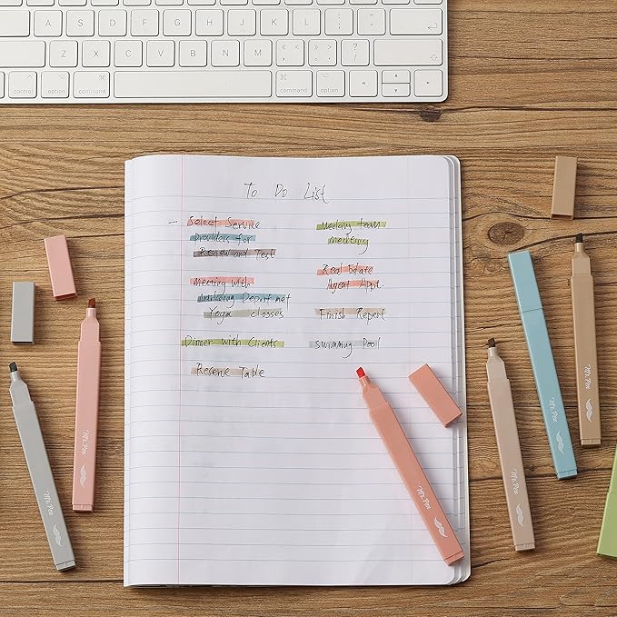 Mr. Pen- Aesthetic Highlighters No Bleed, 8 Pack, Vintage Colors, Chisel Tip, Cute Highlighters Assorted Colors for Journaling, Highlighting, Underlining, Fast Dry, Back to School Supplies