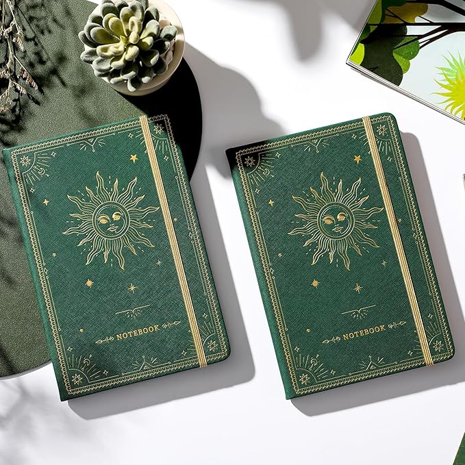 Artfan Ruled Notebook/Journal β Premium Thick Paper Faux Leather Classic Writing Notebook with Pocket + Page Dividers Gifts, Banded, Large, 144 Pages, Hard Cover, Lined (5.8 x 8.4) - Dark Green