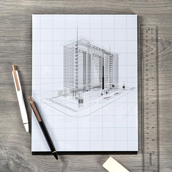 Bienfang Designer Grid Paper Pad, 8x8 Cross Section, 8.5 x 11 inches, 50 Sheets
