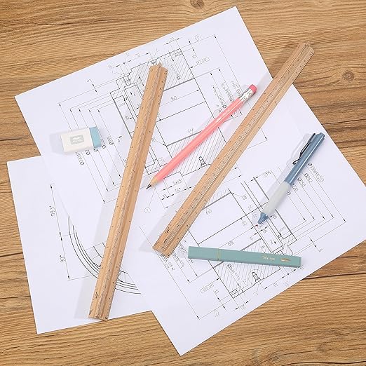 Mr. Pen- Architectural Scale Ruler, 12 Inch, 2 Pack, Wooden Architecture Ruler, Scale Ruler for Blueprints, Architect Ruler, Imperial Scale Drafting Ruler, Architect Ruler for Scale Drawing