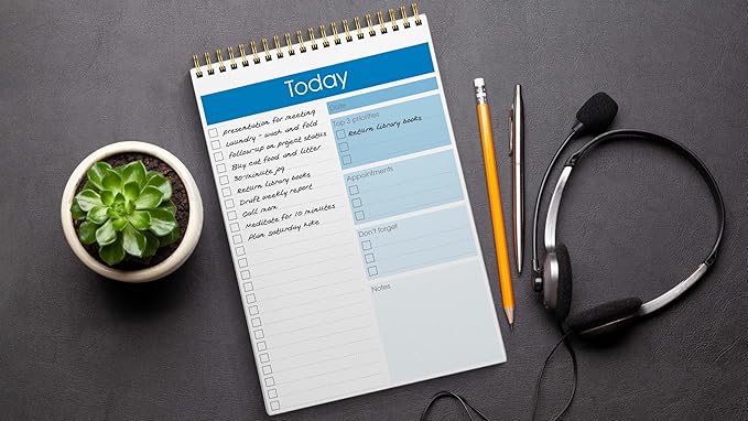 Better Office Products To Do List Notepad, 7" x 10" Today Note Pad, 52 Sheets, Double Wire Spiral, Daily Agenda Productivity Checklist Organizer (1 Pack)