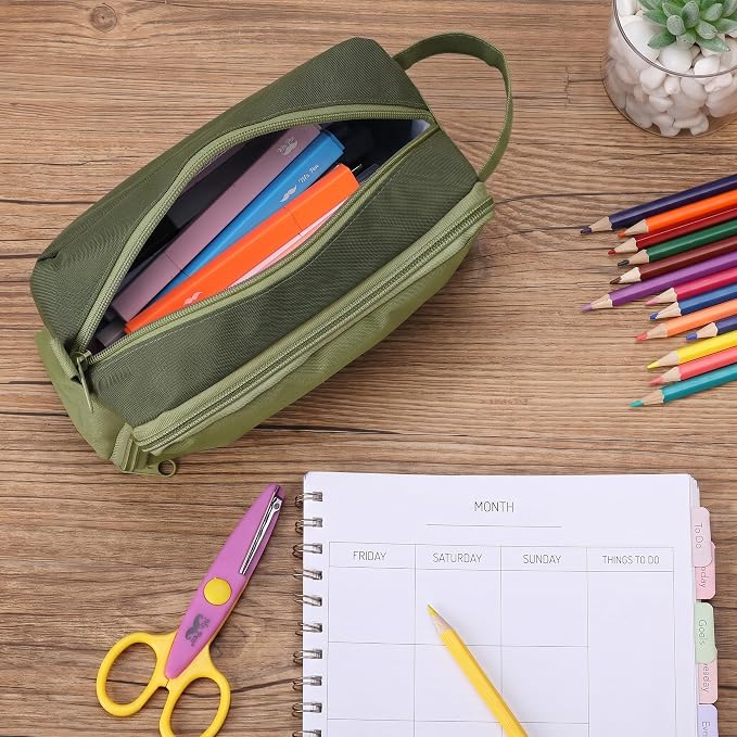 Mr. Pen- High Capacity Pencil Case, Large Pencil Pouch with 3 Compartments and 2 Pockets, Large Pencil Bag with Smooth Zipper, Cute Pencil Case Pouch Organizer, School Supplies for Teens