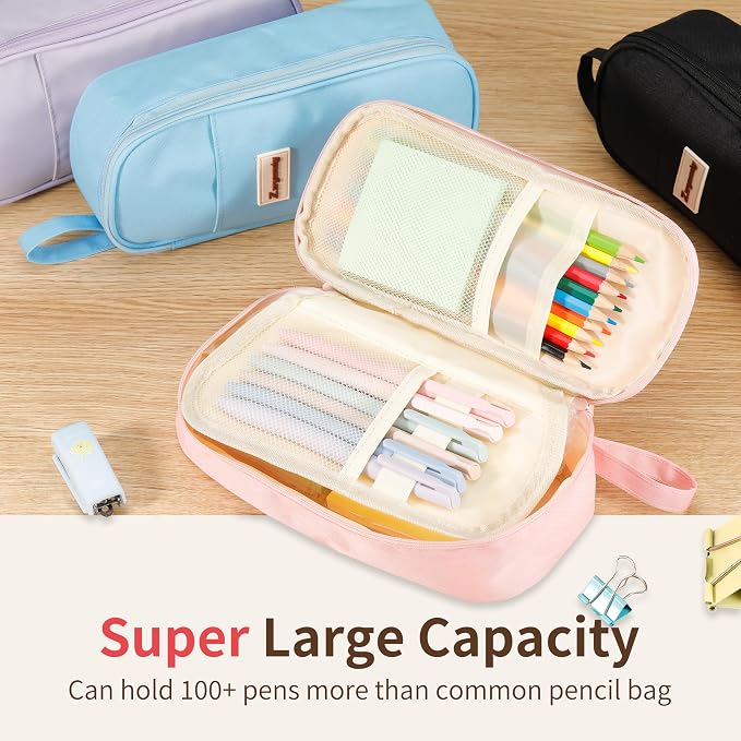 Zzrywuty Cute Pencil Case Pouch, Big Pencil Case Bag Storage High Capacity Pouch Holder Box Organizer for Women & Men,Purple