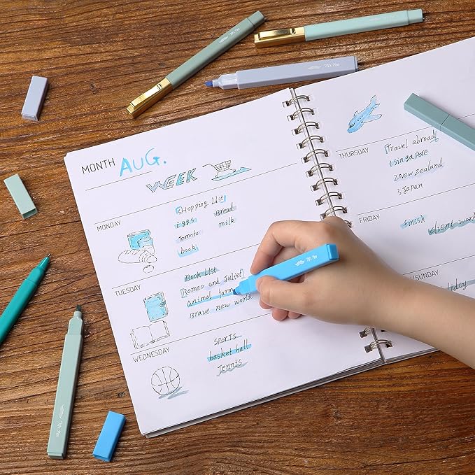 Mr. Pen- Aesthetic Highlighters and Ballpoint Pens No Bleed, 12 Pack, Forest Green, Bible Highlighters and Pens No Bleed, Fast Dry and No Smear for Bible Journaling, Planner, School Supplies