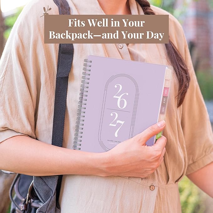 Rileys Academic Planner 2026-2027, Daily, Weekly & Monthly Planner, July 2026 - June 2027, Student Notes Pages, Twin-Wire Binding, Weekly Agenda for School & Work (8 x 6-Inches, Lilac)