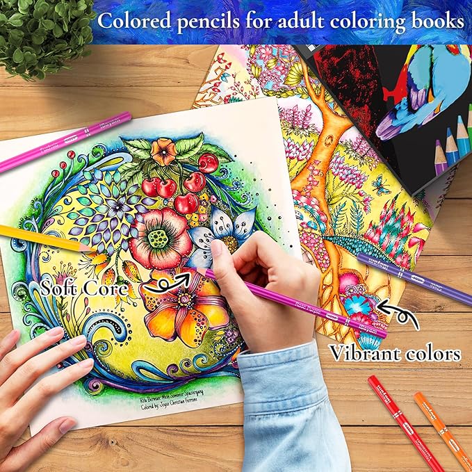 iBayam 72 Count Colored Pencils for Adult Coloring Books, Soft Core, Ideal for Drawing Blending Shading, Art Supplies, Color Pencils Set Gift for Coloring, Sketching, Painting