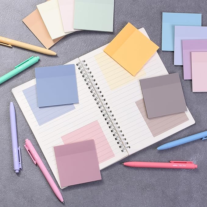 Mr. Pen- Transparent Sticky Notes, 3" x 3", 12 Pads, 600 Sheets, See Through Self-Adhesive Notes for Bible Journaling and Studying, Water-Resistant, Easy to Peel, Clean Removal
