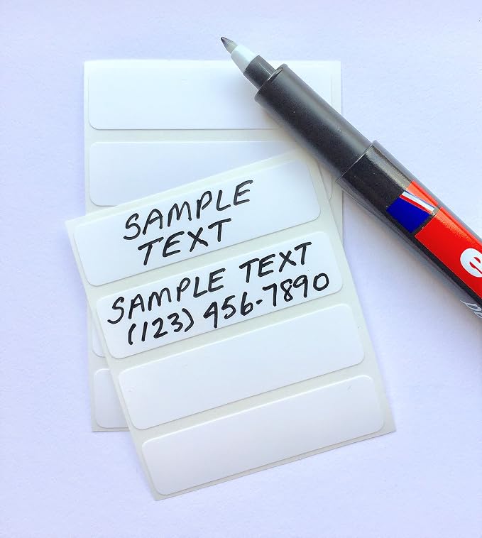 100 Blank Iron-On Clothing Labels with a Black Permanent Laundry Marker.