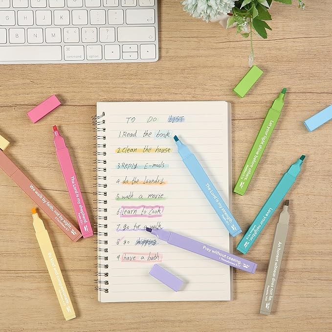 Mr. Pen- Bible Highlighters with Color-Coding System, 8 Pack, Soft Chisel Tip, Aesthetic Highlighters Assorted Colors, Fast Drying Bible Markers No Bleed Through for Journaling and Underlining