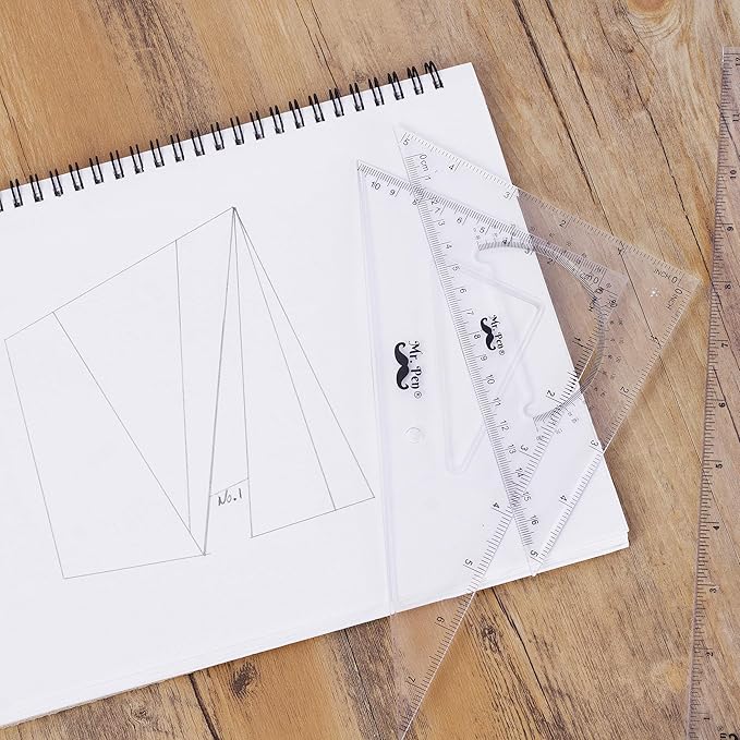 Mr. Pen Triangle Ruler, Protractor, Math Set - 3 Pack, Square Ruler, Protractor for Geometry