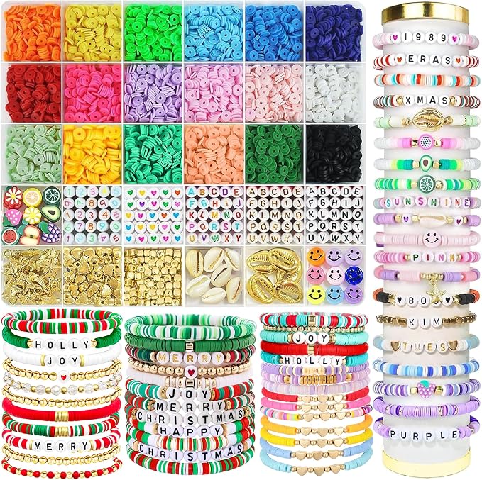 OHOME Back to School Supplies - 5300 Clay Beads Bracelet Making Kit,Arts and Crafts for Kids Ages 8-12,Easter Crafts Games Toys for 3-10 Year Old Birthday