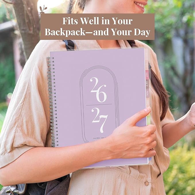 Rileys Academic Planner 2026-2027, Daily, Weekly & Monthly Planner, July 2026 - June 2027, Student Notes Pages, Twin-Wire Binding, Weekly Agenda for School & Work (8.5 x 11-Inches, Lilac)