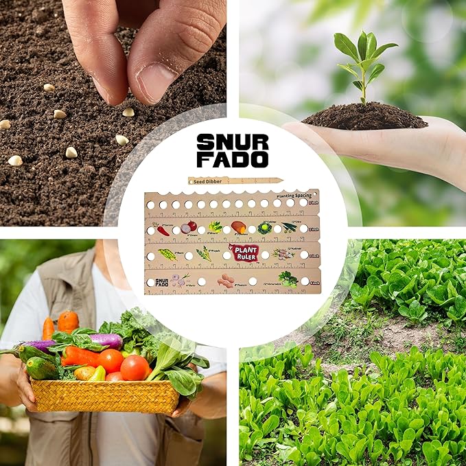 Plant Ruler by Snurfado – Wooden Seed Spacing Tool for Vegetable Gardens – Garden Planting Guide for Precise Row Planting in Raised Beds & In-Ground Soil