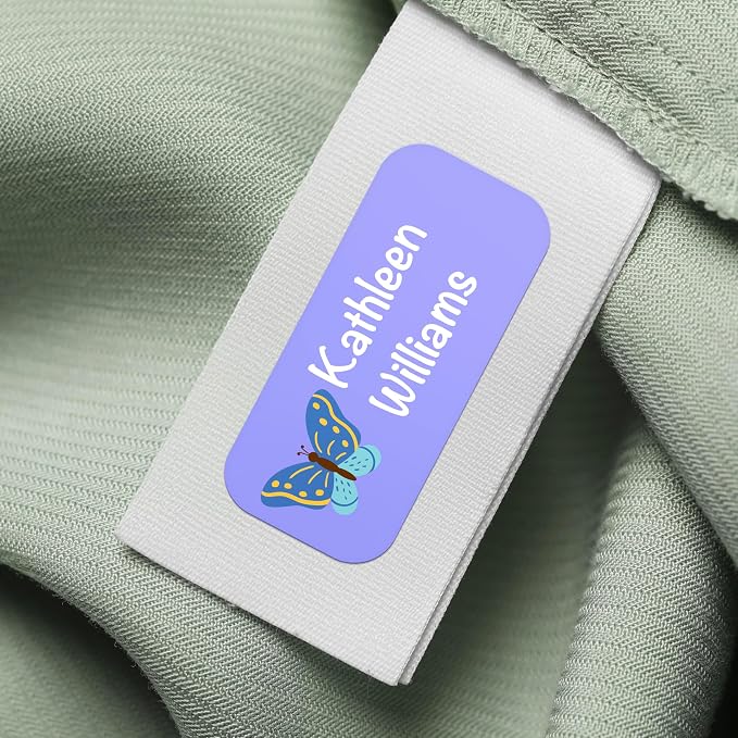 Personalized Waterproof Name Labels for Kids | Optional Packs 50, 150, 230 Labels | Custom Name Stickers for Kids' Clothing Tag, Water Bottle, Customize Kid Name Label for Daycare Butterflies