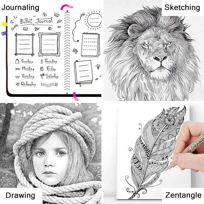 Micro Fineliner Drawing Pens 20 Set(12 Colored & 8 Black) Artist Art Supplies Adult Waterproof Watercolor Fine Line Marker Archival Ink Micron Sketch Outline Manga Anime Gift Sketching Zentangle Stuff