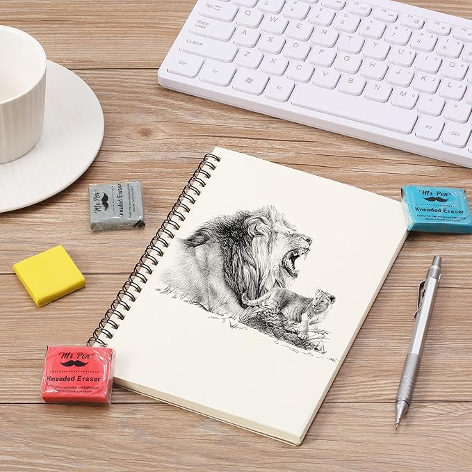 Mr. Pen- Kneaded Erasers, 1.4"x1.37", 32 Pack, Colorful, Soft Moldable Art Erasers for Charcoal, Graphite & Pastel Drawing, Precision Highlighting, Smudge Control, Easy Shaping for Artists & Students
