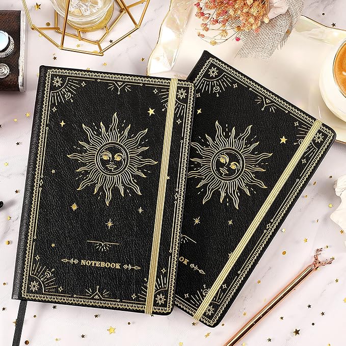 Artfan Ruled Notebook/Journal β Premium Thick Paper Classic Writing Notebook with Pocket + Page Dividers Gifts, Banded, Large, 128 Pages, Hard Cover, Lined (5.3" x 8.26") - Black