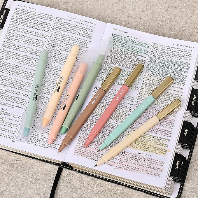 Mr. Pen- Bible Highlighters and Pens No Bleed, 12 Pack | Colorful Ink Pens for Highlighting, Bullet Journaling, Note-Taking, Summarizing, Bible Study, Planning, School and Office Use