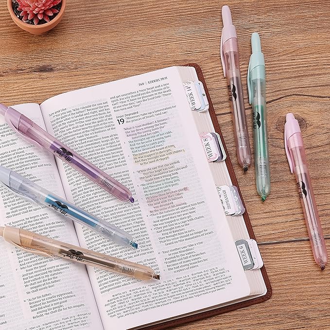 Mr. Pen- Retractable Highlighters, 6 Pack, Muted Pastel Colors, Chisel Tip Highlighter Marker Set, Click Highlighter Markers for Classroom, Journaling, Study Supplies, No Bleed On Standard Pages