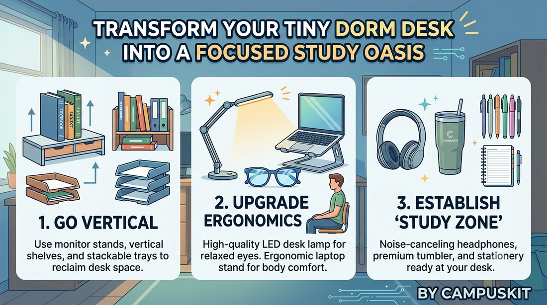 How to Create a Productivity-Boosting Study Space in a Tiny Dorm.
