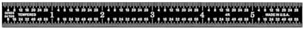 PEC Tools 6" & 12" Black Chrome Metal Ruler, Flexible, 4R Graduation, 2pcs
