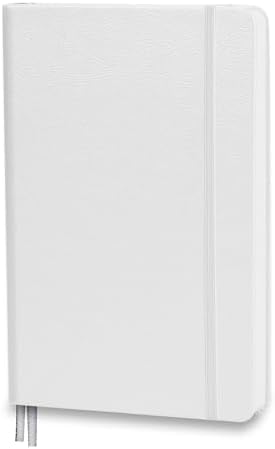 Minimalism Art, Premium Hard Cover Notebook Journal, Medium Size, A5 5.8" x 8.3", 186 Numbered Pages, Gusseted Pocket, Ribbon Bookmark, Extra Thick Ink-Proof Paper 120gsm (Dotted, White)