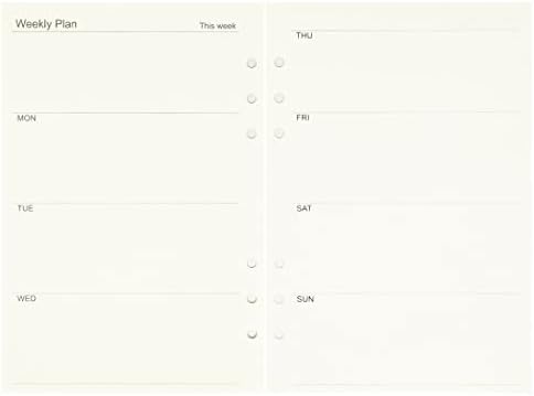 Zelten 1 Pack A5 45 Sheets/90 Pages Weekly Planner Loose Leaf Punched Paper Refills Paper for 6 Hole Binder Personal Organizer Diary Notebook Refillable Planner