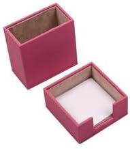 Luna Minimalist Leather Desk Set – 4 Piece Desk Organizer with Desk Pad, Pen Holder, Note Holder & Coaster – Compact Office Desk Accessories – Multiple Colors (Pink)