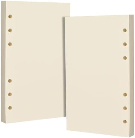 Beige A6 6-Hole Blank Loose Leaf Refill Paper-Fits A6 6-Ring Binder, 100GSM Thick No Bleed-through Sheets, Double Sided Writing for Fountain Pen & Gel Pen(2 Pack)