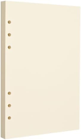 Beige A5 6-Hole Blank Loose Leaf Refill Paper-Fits A5 6-Ring Binder, 100GSM Thick No Bleed-through Sheets, Double Sided Writing for Fountain Pen & Gel Pen