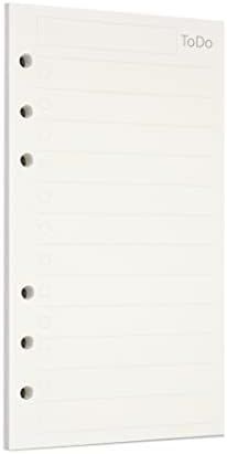 Zelten 1 Pack A6 45 Sheets/90 Pages Todo Loose Leaf Punched Paper Refills Paper for 6 Hole Binder Personal Organizer Diary Notebook Refillable Planner